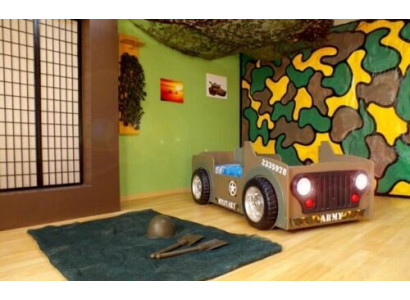 Kannerbett Jugendbett Bett Better Jeep Auto Gefier BETT + MATRATZ Nei