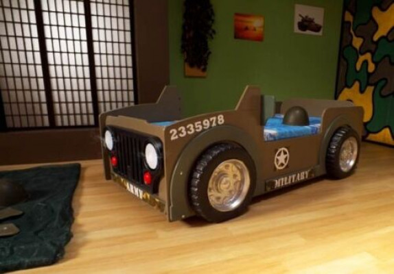 Kannerbett Jugendbett Bett Better Jeep Auto Gefier BETT + MATRATZ Nei