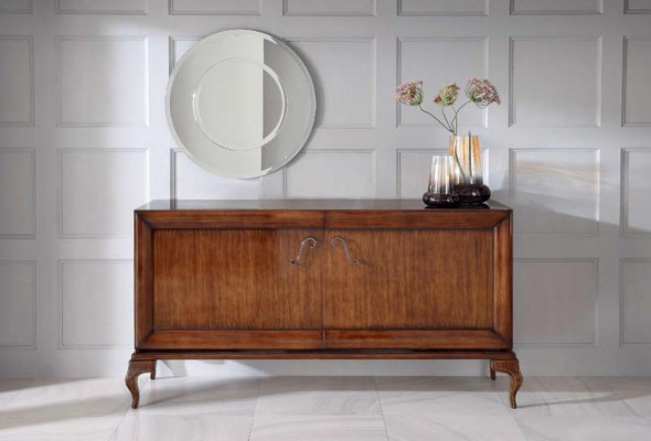 Braune Sideboard Kommode Schief Schiefen Holz Luxus Wunnzëmmer Miwwelen Schaf