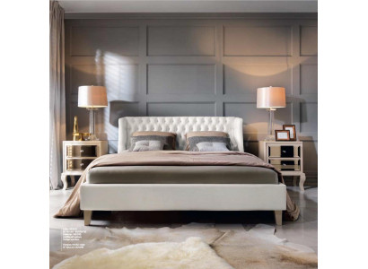 Luxus Schlofzëmmer Bett Nuetsdësch Garnitur Duebelbett Better 3tlg Modern Wäiss