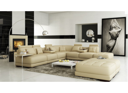 Grousst Sofa Ledersofa Canapé Wunnlandschaft L-Form Polsterset Eckssofa