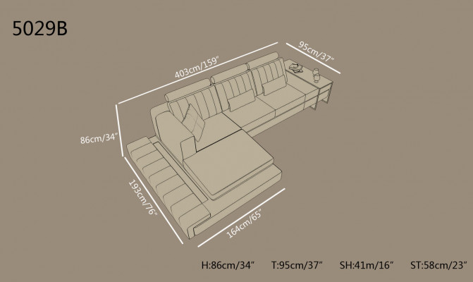 Modern Eckcouch fir d'Wunnzëmmer, gepolstert Eck Ledercouch Set an L-Form.