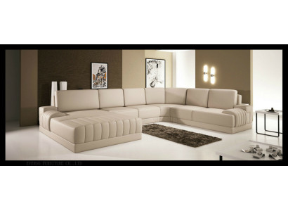 Designer Polster Ledersofa Couch U-Form Modern Wunnlandschaft U-Form