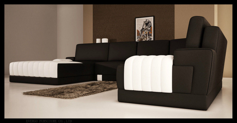Designer Polster Ledersofa Couch U-Form Modern Wunnlandschaft U-Form