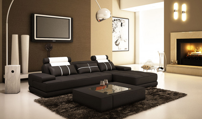 Designer Polstersofa aus Lieder, L-förmeg Couche, modern Sofaen, Couchen.