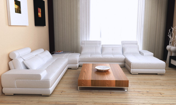 Modern Design Polstersëtzer Wunnlandschaft Ledersofa Sofa Kanapé Sëtz