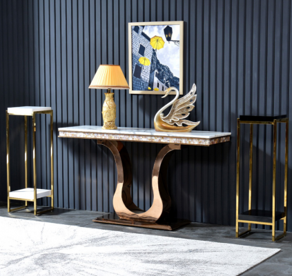 Designer Edelstahl Konsolendësch Dësch Konsole Konsolendëscher
