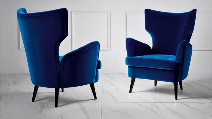 Fauteuil Fauteuil-Ohrensessel 1 Sëtzer Stoff Luxus Wunnzëmmer Modern Blo