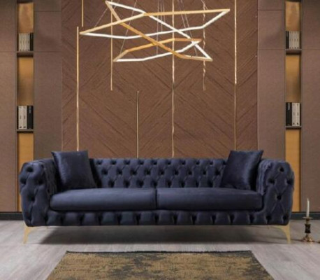 Sofagarnitur Blo Sofa Luxus Sofas Still 3+3+1 Sëtzer Chesterfield Design Samt