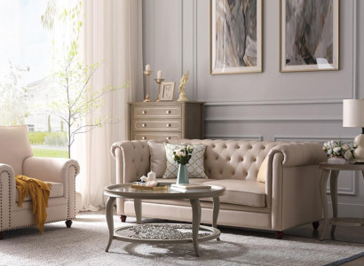 Sëtzgarnitur Chesterfield 321 Wunnlandschaft Sëtz Design Canapé Sofas Ledercanapé