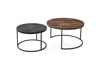 Modern Dëscher Designer Luxus Säitentisch Nei Canapé Dëscher Dësch 2 Stéck Braun.
