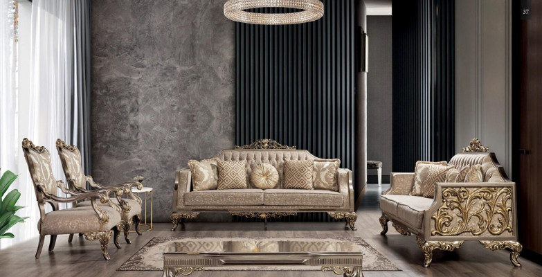 Soffagarnitur 3+3+1+1 Sëtzer Dësch Klassiker Designer Luxus Wunnzëmmer Set