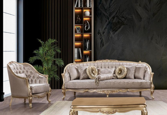 Sofagarnitur Klassesch Miwwelen Canapé Set Dësch Sofa Sëtz Couch 5 Stéck Chesterfield