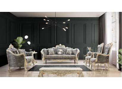 Klassesch Chesterfield Barock Canapé Wunnzëmmer Miwwele Komplett Set 5 Stécker