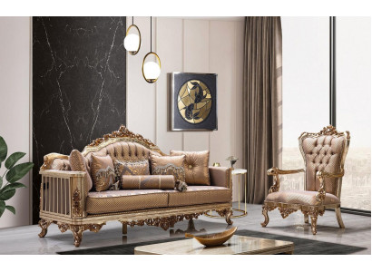 Wunnzëmmer Set Sofagarnitur 3+1 Sëtzer Sofa Canapé Klassesch Canapéen