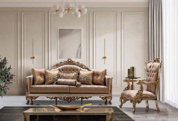 Wunnzëmmer Set Sofagarnitur 3+1 Sëtzer Sofa Canapé Klassesch Canapéen