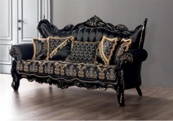 Sofa Set 3+3+1+1 Plaz Couchtisch Wunnzëmmer Luxus Schwaarz Sofagarnitur Nei