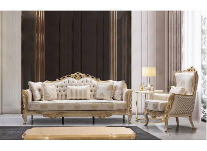 Sofa Garnitur 3+1 Sofa Fotell Wunnzëmmer Luxus Sofa Set Textil Nei