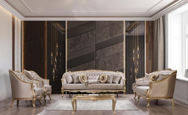 Garnitur Sofagarnitur 3+1 Sëtzer Wunnzëmmer Klassesch Design Sofa Set Fotell