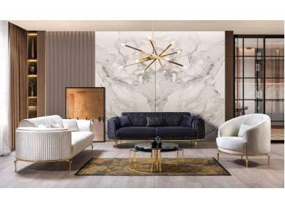 Canapé-Set 3+3+1 Sëtzer Set Canapé Fauteuil Luxus Canapéen Stoff nei