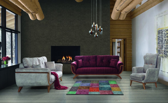 Wunnzëmmer Sofagarnitur 3 3 1 1 Sëtzer Couch Polster Garnitur Textil Design
