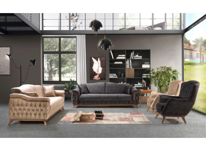 Sofagarnitur 3 3+1 Sëtzer Stoff Design Couch Polster Sofas Garnitur