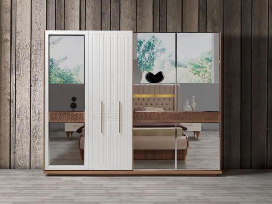Schlofkummer Luxus Kleederschaf Holz mat Glas Design Modern nei