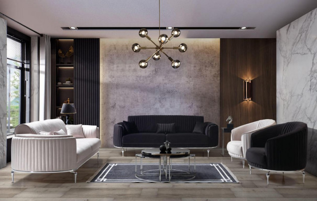 Wunnzëmmer Sofagarnitur 3 1 Sëtzer Set Design Canapéë Polster Modern nei