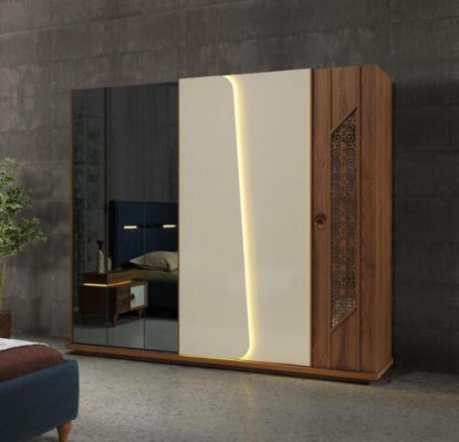 Schlofkummer Kleederasch Schaf Holz Design brong Luxus LED Schief.
