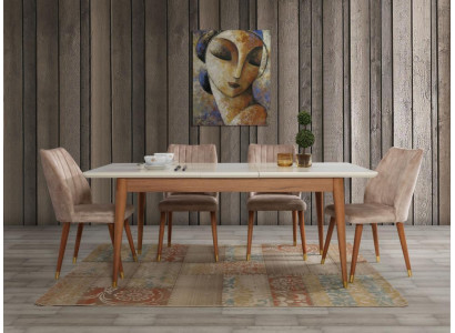 Iesszëmmer Design Miwwelen Modern Dësch 4x Still 5tlg. Set Garnitur Nei