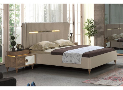 Schlofzëmmer Bett Polster Design Luxus Duebel Hotel Better Holz Miwwelen