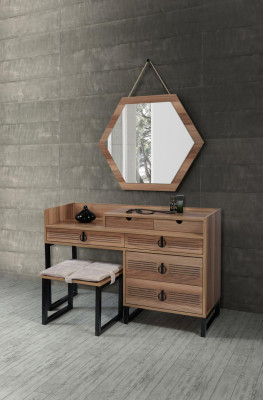 Schlofzëmmer Spigel Kommode Holz Modernen Design Luxus brong nei