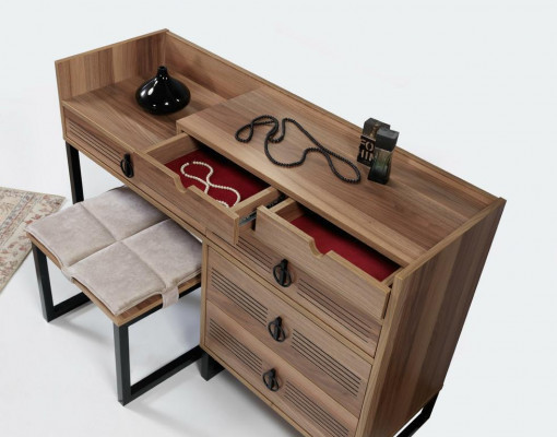 Schlofzëmmer Spigel Kommode Holz Modernen Design Luxus brong nei