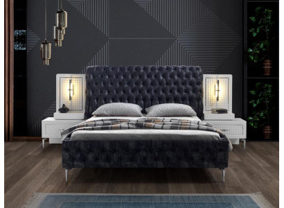 Schlofkummer Bett Chesterfield Polster Design Luxus Duebeltbetter Schwaarz