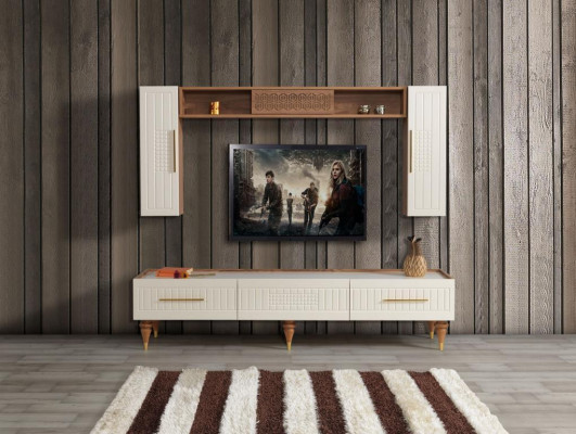 Wunnwand Wunnzëmmer Moderne Stil luxuriéis Miwwelen Wunnwänn Regal 3-deelech