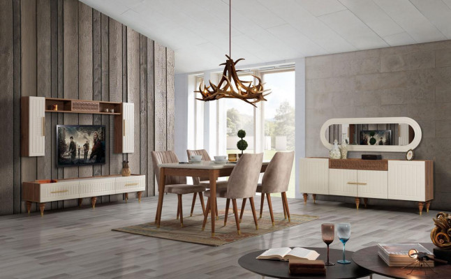 Wunnwand Wunnzëmmer Moderne Stil luxuriéis Miwwelen Wunnwänn Regal 3-deelech