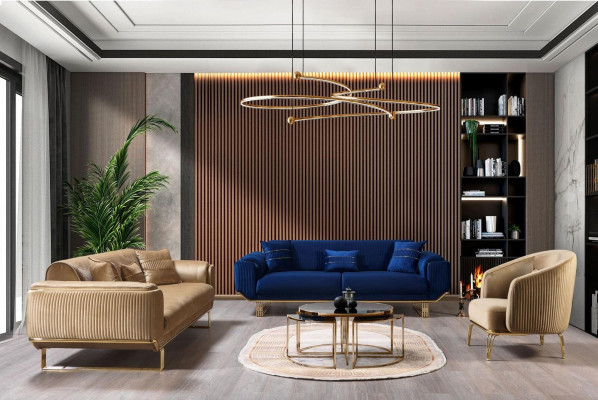 Wunnzëmmer Luxus Still 1er Einsitzer Canapé Miwwelen nei Modern Beige