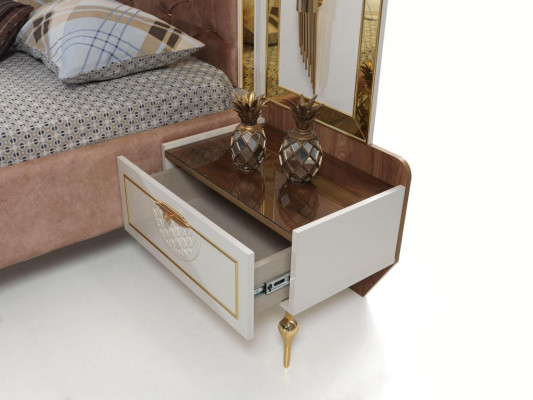 Schlofkummer Nuetsdësch Modernen Design Miwwelen Holz Luxus nei wäiss