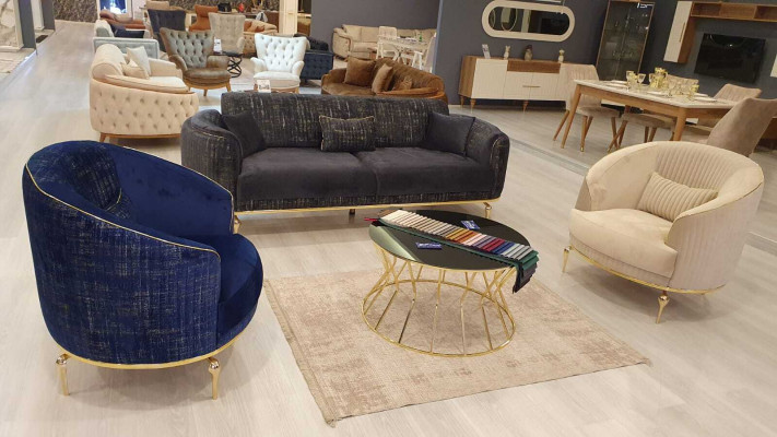 Wunnzëmmer Fotell Polster 1-Sëtz Couche Modern Textil Neit Blo Luxus