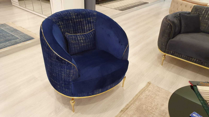 Wunnzëmmer Fotell Polster 1-Sëtz Couche Modern Textil Neit Blo Luxus