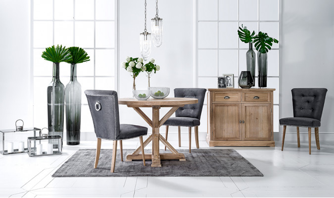 Klasseschen Design Ronddësch Ronndësch Holz Dëscher 110/140 cm Iesszëmmer Neit