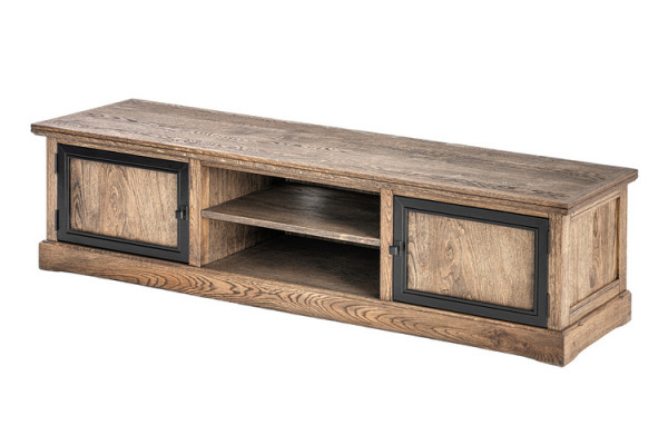 RTV Fernsehbord Eechent Holz Glas Dësch Fernsehschaf Dëscher Designer Niddregbord