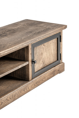 RTV Fernsehbord Eechent Holz Glas Dësch Fernsehschaf Dëscher Designer Niddregbord