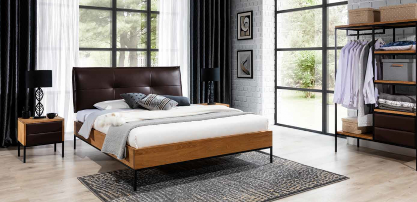 3-tlg. Komplett-Set Holz-Schlofkummer Loft-Stil Design Bett Kommodë Schaf Nei