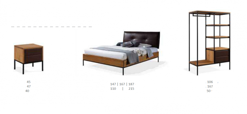 3-tlg. Komplett-Set Holz-Schlofkummer Loft-Stil Design Bett Kommodë Schaf Nei