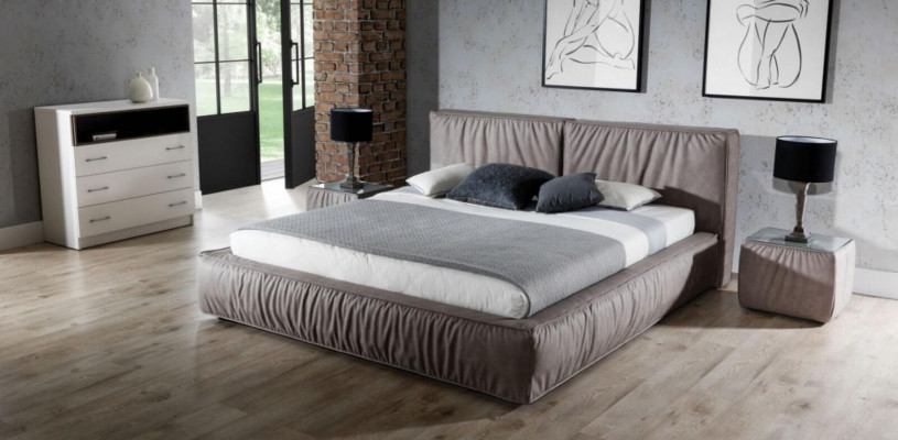 Bett Braun Schlofzëmmer Holz Miwwelen Textil Klassesch Art déco Stil