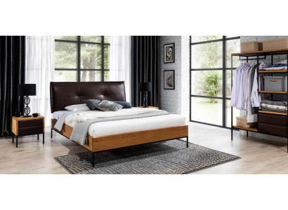 Bett Holz Loft Designer Better Polster Lieder Textil Stoff Hoer 140 160 180 x 200