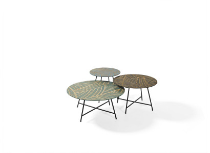 Set vun 3 ronnen Couchtischen Design Kaffeestischer Klassesäll-Tischer