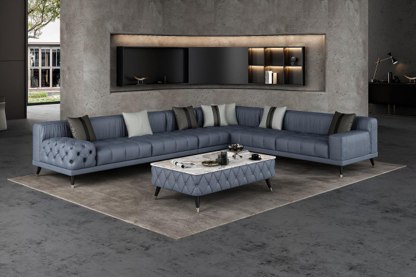 Eckcouch Sofa L-Form Wunnzëmmer Couch Gepolstert Sofa Neit Design Lieder
