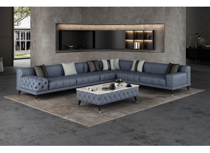 Eckcouch Sofa L-Form Wunnzëmmer Couch Gepolstert Sofa Neit Design Lieder